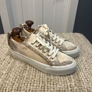 Zara Women's Satin Champagne‎ Platform Sneakers Fringe Size 38 US 7.5